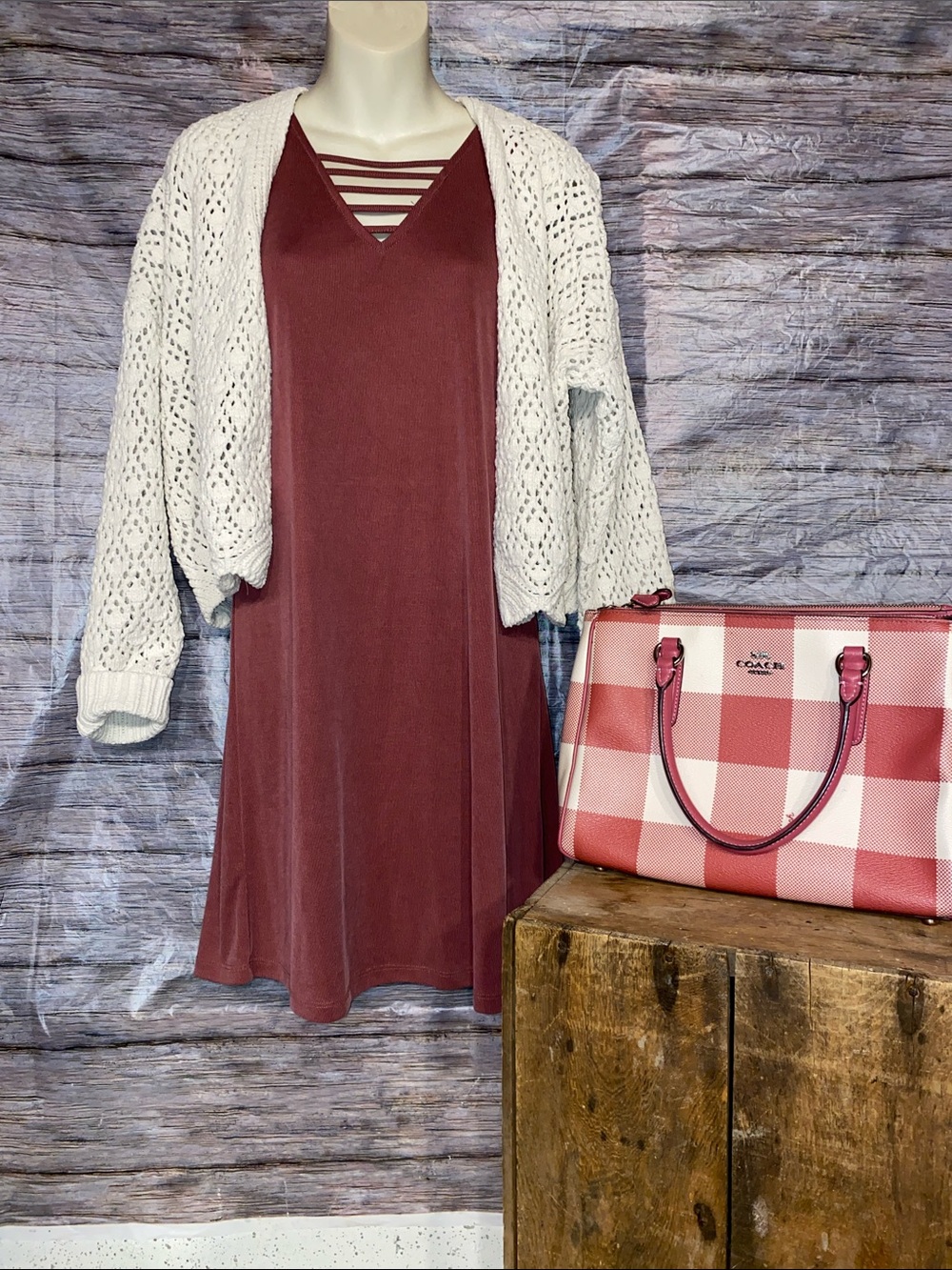 Jessica Simpson Cream Crochet Oversized Cardigan